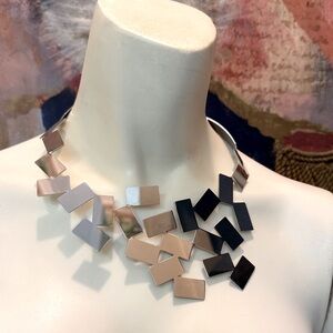 Alessi Italy Inox Mario Trinarchi 2011 modernist Cubist Omega statement necklace